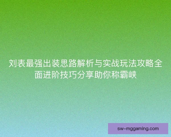 刘表最强出装思路解析与实战玩法攻略全面进阶技巧分享助你称霸峡